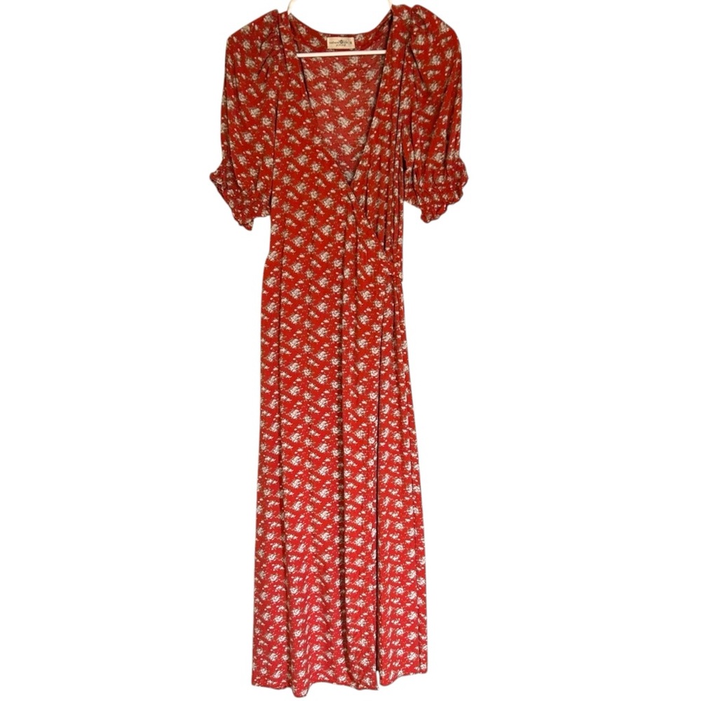 NATURAL LIFE Sophie Wrap Dress Maxi Red Floral Med - Picture 3 of 11